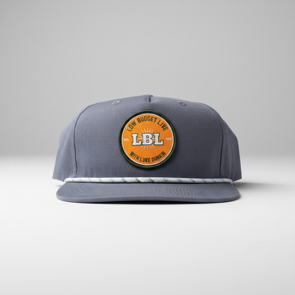 Navy Blue Low Budget Live Logo Goat Rope Patch Hat