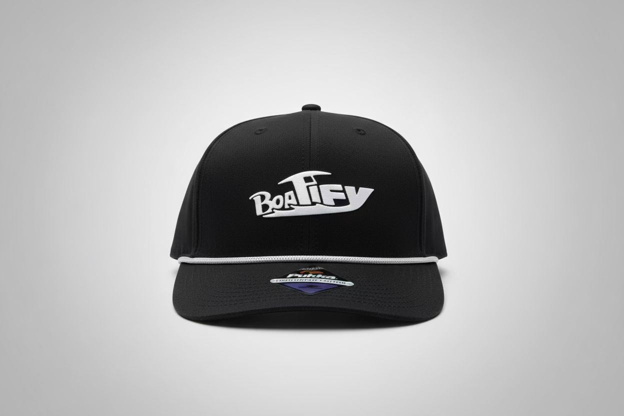 Black Boatify Lightweight Cotton Pukka Low Profile Rope Hat