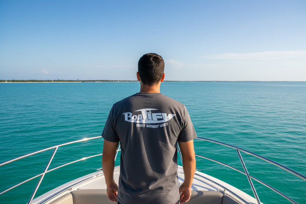 Gray Boatify "Boats Without Woes" Short Sleeve T-Shirt